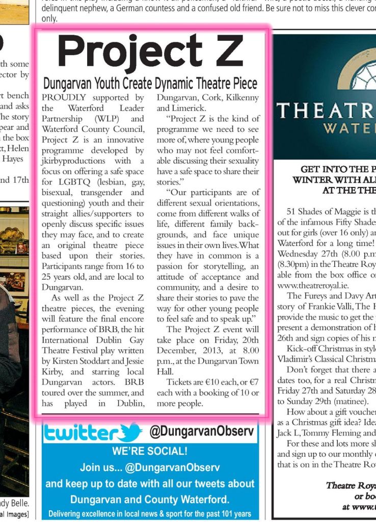 Project Z Dungarvan Observer Press Release